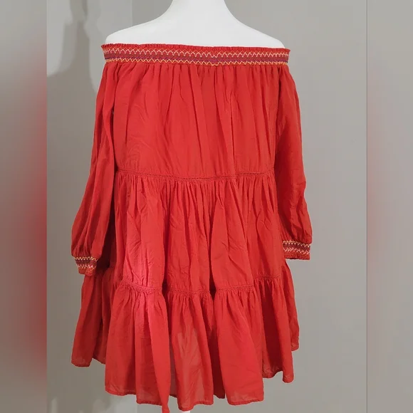 🤩Host Pick❤️FREE PEOPLE Boho Sunbeams Mini Dress w/Embroidery Women's Size XS - Picture 4 of 11